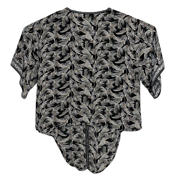 Max Studio Womens 3X Black & White Leaf Print Top Blouse - Picture 5 of 12